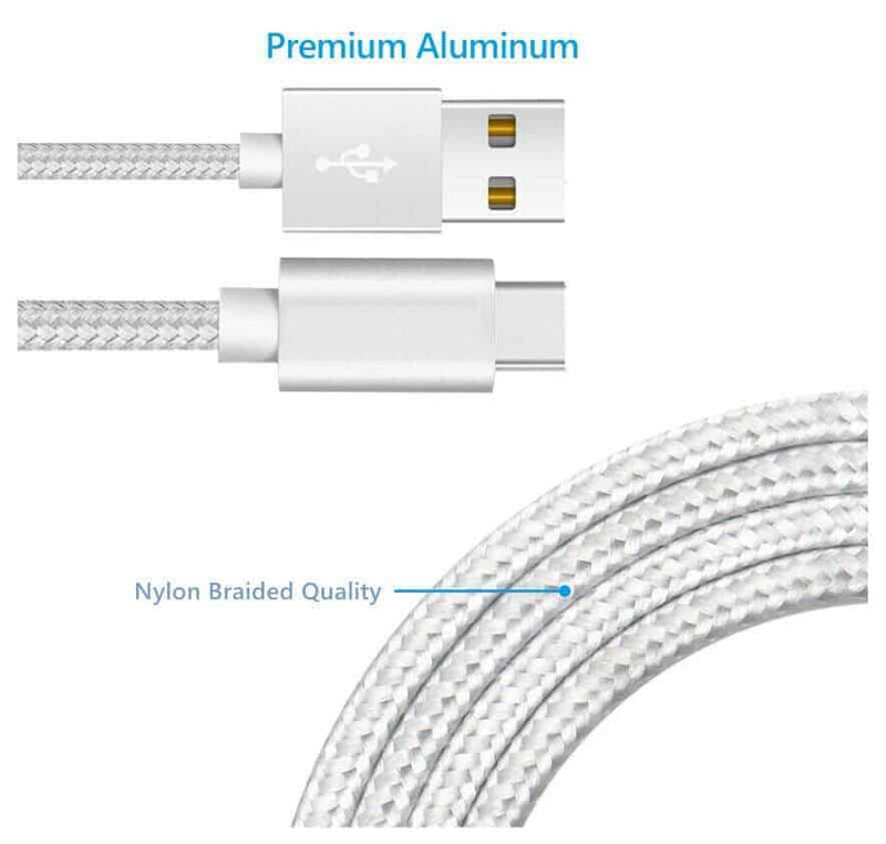 USB Type C Data Charging Cable - Nylon Braided Heavy Duty - HiTechnology