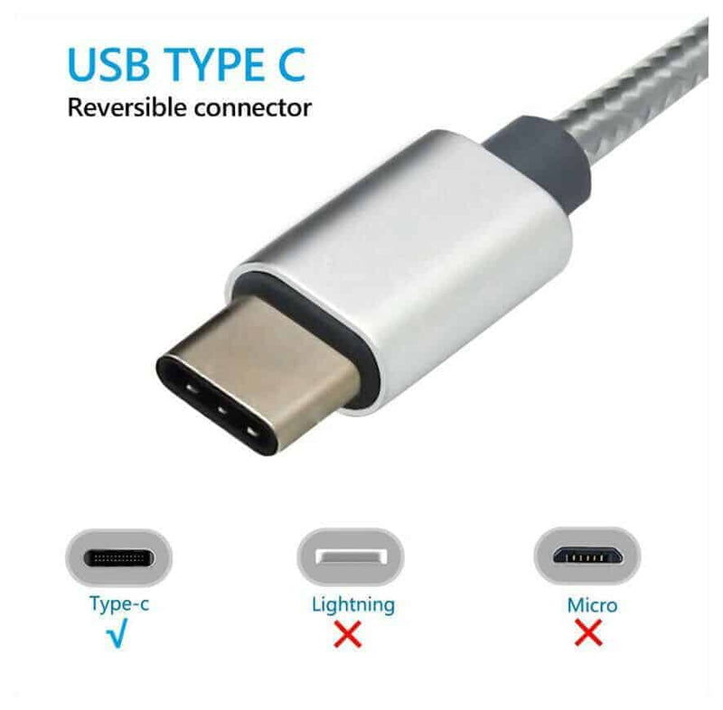 USB Type C Data Charging Cable - Nylon Braided Heavy Duty - HiTechnology